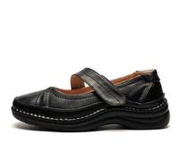 Boulevard XXX Wide Touch Fastening Bar EEE Fitting Shoes - Black PU, Ladies UK 7 / EU 40