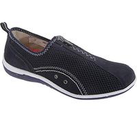Boulevard Zip/Elastic Gusset Leisure Casual Shoes Trainer - Navy Blue Textile Mesh/Leather, Ladies UK 8 / EU 41