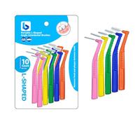 BOULTON Angle Interdental Brushes - Pack of 10 | L Shape Interdental Brush for Teeth Clean Oral Hygiene Tooth Floss | Dental Picks Interdental Toothpick Stick Toothbrushes Teeth Brushes (Mixed)