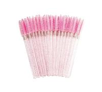 BOULTON Eyelash Brush - 50pcs | Disposable Eyelash Brushes Lash Extension Mascara Wands | Mascara Wand Eye Brow Brushes Spooly Eyelash Brush | Spoolies Make Up (Sparkle Pink)