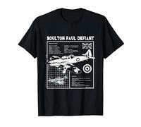 Boulton Paul Defiant Fighter Aircraft Stats T-Shirt, Men, Black, 5X-Large