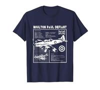 Boulton Paul Defiant Fighter Aircraft Stats T-Shirt, Men, Navy Blue, XX-Large