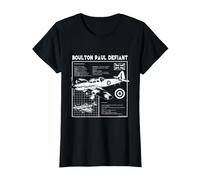 Boulton Paul Defiant Fighter Aircraft Stats T-Shirt, Women, Black, Medium