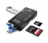 Boulton SD Card Reader - USB Card Reader for TF SD SDXC Micro SD CardReader Adapter - Memory Read with USBA Micro-USB and USBC Connectors - USB-C to SD/TF/SDXC CardReader for PC Laptop Smartphone