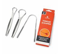 Boulton Tongue Scraper for Adults - Pack of 3 Metal Scraper Tongue Cleaner - Stainless Steel Cleaner Metal Tongue Scrapers - Tounge Scrapers Oral Hygiene Products - Clean Mouth Scrapers