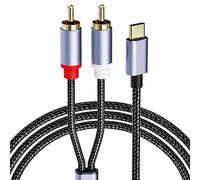 Boulton USB-C to RCA Cable 1M - 2RCA to USB C Audio Cable for Smartphone Tablet Speaker Car Stereo Amplifier Turntable - Nylon Braided USBC to RCA Audio Lead - Type-C Phono Red White Audio DAC Lead