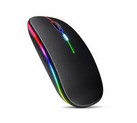 BOULTON Wireless Mouse - Slim LED Bluetooth 5.2 + 2.4Ghz Rechargeable Wireless Mouse for Laptop Computer Mouses - USB Bluetooth Mouses - Silent Mouses Wire less Blue Tooth - Black