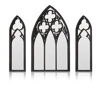 BOUMUSOE 3 Pack Gothic Mirrors, Cathedral Arch Frame, Tiny Gothic Room Decor - 9.8 inches Spooky Decorative Rustic Wall Hanging for Bedroom & Bathroom