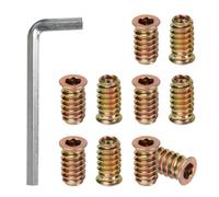 BOUMVID Screw-in Nut M6 x 25, Pack of 10 Screw Sockets Thread Inserts Zinc, Screw Sleeve Wood Alloy Thread Insert Impact Nut Hexagon Socket Screw Thread Nuts for Wooden Furniture