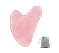 Bounabay Rose Quartz Gua Sha Massage Tool, 100% Natural Jade Stone Face Care Tool, Face Gua Sha Pink Crystal Heart Shape, Trigger Point Treatment (8.2 cm x 5 cm)