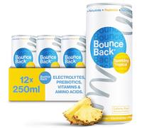 Bounce Back Caffeine-Free Sparkling Water with B12, Electrolytes, Vitamins & Prebiotics | Vegan, Low-Calorie Hydration Drink for Gut Health, Immunity and Recovery | Tropical Flavour | 12 x 250ml