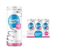 Bounce Back Caffeine-Free Sparkling Water with B12, Electrolytes, Vitamins & Prebiotics | Vegan, Low-Calorie Hydration Drink for Gut Health, Immunity and Recovery | Raspberry Flavour | 4 x 250ml