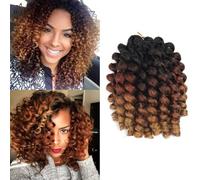 Bounce Crochet Hair 8 Inch,Wand Curl Crochet Hair,Short Curly Braiding Hair Jumbo Passion Twist Crochet Hair for Women,6Pack,A