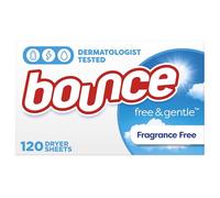 Bounce Free & Gentle Unscented Fabric Softener Dryer Sheets for Sensitive Skin, 120 Count