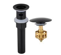 Bounce Sink Stopper Stainless Steel Copper Basket with Overflow | Easy Install, Catches Residue, Replaces Broken Drainer, Black Finish, for Bathroom Basin Use