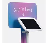 Bouncepad Floorstanding with Branding Board and USB Cable | Covered Front Camera and Home Button | White | Apple iPad Air 1st Gen 13-inch (2024)