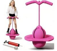 Bouncing Ball With Handle - Space Hopper Style Jumper With Air Pump | Safe Fun Jumping Stick Stick For Boys Girls | Trick Board Deck For High Jump & Stability 32 X 22 X 68cm