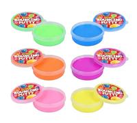 Bouncing Putty Tubs 10g x 6 pack Assorted Colours Mini Slime Bounce Putty Party Bag Loot Fillers - Multicoloured Non Sticky Unisex Birthday Party Favour Loot Bag & Gift Fillers