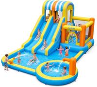 Bouncy Castle, Inflatable Bounce Castle with Blower for Kids, Inflatable Water Slide, Blow Up Jumping Bouncer with Slide, Climbing Wall, Indoor Outdoor Children Jumping House Blow up Castle