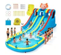 Bouncy Castle, Inflatable Bounce Castle with Blower for Kids, Inflatable Water Slide, Blow Up Jumping Bouncer with Slide, Climbing Wall, Indoor Outdoor Children Jumping House Blow up Castle