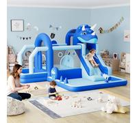 Bouncy Castle, Inflatable Bounce House with Slide, Ball Pit & Large Play Area, Oxford Cloth Inflatable Trampoline with Blower, Bouncer Jumper for Kids Indoor Outdoor 375L x 380W x 250H cm - Blue