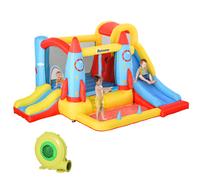 Outsunny Kids Bounce Castle House - 3 in 1 Water Slide and Pool with Inflator - Rocket Design with Carrybag | TJ Hughes