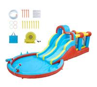 Bouncy Castle with Water Slide, 8 in 1 Inflatable Water Park,711×314×220 CM