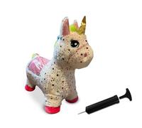Bouncy Pals Hopper Toys - Plush Ride-On Inflatable Animals with Pump, Soft & Stable Bouncy Friends for Kids Age 2-5 - Dragon, Unicorn, Cow & Lion - Indoor & Outdoor Active Play Gifts - Unicorn