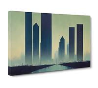 Boundless City Skyline Architecture Canvas Print | Gallery Wrapped 30mm Frame Wall Art | 30x20 inches | Ready to Hang | Contemporary Cityscape Picture | Living Room Bedroom Lounge Office