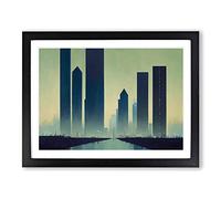 Boundless City Skyline Architecture Framed Wall Art Print A2 Black