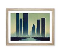 Boundless City Skyline Architecture Framed Wall Art Print A2 Oak