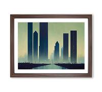 Boundless City Skyline Architecture Framed Wall Art Print A2 Walnut