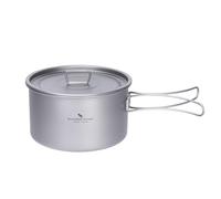 Boundless Voyage 1.8L Titanium Pot with Foldable Handles Camping Hiking Mess Kit Cookware Set Backpacking Pot and Pan for 1-4 Person (1.8 only)