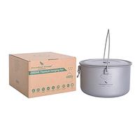 Boundless Voyage 2900 ml Titanium Pot Pan Set with Large Capacity Camping Hanging Pot Cookware Set for Outdoor Use Portable Cooking Set with Folding Handle Ti15120A