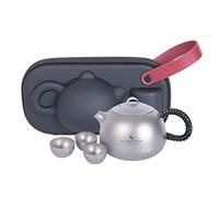 Boundless Voyage 380ml Titanium Tea Kettle with Filter +3pcs 25ml Cup Ultralight Outdoor Teapot Set Camping Coffee Tea Water Maker Ti3109D(with storage bag)