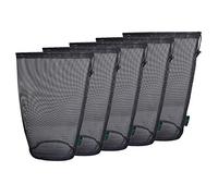 Boundless Voyage 5 Pieces Nylon Mesh Bag Durable Drawstring Net Bag Small Travel Stuff Sack Mesh Storage Ditty Bag for Cosmetics Shower Gels Bottle Pot Tennis Golf Ball Outdoor Tools (Black XL)