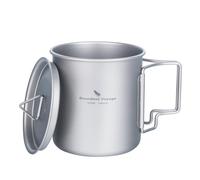 Boundless Voyage Camping Cookware 420ml Titanium Camping Pot with Lid Foldable Handle Ultralight Titanium Cup Coffee Mug for Backpacking Hiking Ti3025D