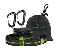 Boundless Voyage Camping Hammock Accessories Multi Function Tree Hanging Straps Children Swing Rope Hold 200KG 10 Rings Hammock Straps 2 Pack(bv1027-green)