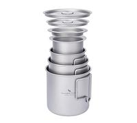 Boundless Voyage Camping Mug Titanium Single Layer Tea Coffee Cup Ultralight Outdoor Travel Portable Drinkware 220ml 350ml 500ml (Ti3060D-3 in 1 Set)