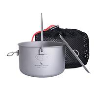 Boundless Voyage Camping Titanium Hanging Pot with Folding Handle Picnic Hiking Big Capacity Kettle Cookware 1.3L 1.95L 2.9L (YTi2044C-1950ml)