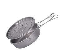 Boundless Voyage Induction Frying Pan with lid Titanium Deep Saute Pan Outdoor Camping Skillet Griddle Tableware Ti2065C, 8 inch