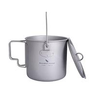 Boundless Voyage Outdoor 1100ml Titanium Pot with Lid Folding Bail Handle Camping Hiking Picnic Ultralight Portable Water Bottle Cup Mug Spork Set
