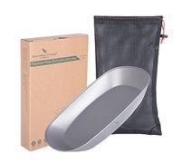 Boundless Voyage Reusable Titanium Pan Dinner Plate Ultralight Dish with Carry Bag Outdoor Camping Portable Tableware Pasta Salad Plate Dishwasher Safe (1 Pack) Ti1114T