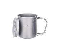 Boundless Voyage Single Walled Titanium Cup with Lid Folding Handle Outdoor Camping Ultralight Water Tea Coffee Cup (200ml 1packed)