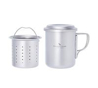 Boundless Voyage Titanium Camping Cup with Filter Collapsible Cup Lightweight Outdoor Mug Tea Coffee Maker 15.2 floz-Ti3056D