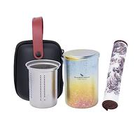 Boundless Voyage Titanium Double-Layer Tea Maker with Filter Portable Camping Teapot Set Anti-scalding Tea Cup Mug for Picnic Hiking Traveling Home Use (Ti3134D-Mix color (Teapot))