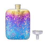 Boundless Voyage Titanium Hip Flask with Funnel 170ml Small Liquor Flask Bottle for Whiskey Vodka Alcohol Flagon for Men Ti3263D Colorful