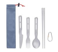 Boundless Voyage Titanium Knife Spoon Fork Chopsticks Set Camping Utensils Ultralight Travel Cutlery Set for Soup, Meal, Salad, Noodles (4pcs/Set)