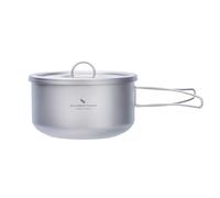 Boundless Voyage Titanium Pot with Lid and Foldable Handle Lightweight 1000ml Camping Pot Multifunctional Cooker Portable Campfire Titanium Cook Gear Traveling Cooking Equipment Utensils
