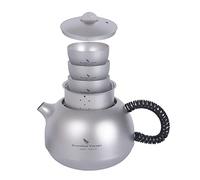 Boundless Voyage Titanium Teapot Cup Set with Filter Handle Lid Outdoor Camping Mini Kettle Coffee Tea Water Maker (Ti3109D-teapot+3 Cups)